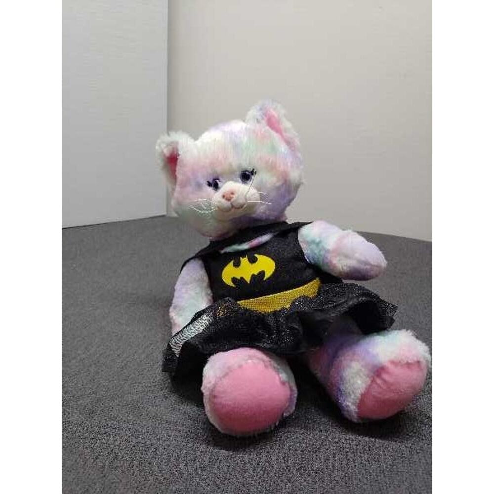 Build A Bear Rainbow Tie Dye Cat Plush Stuffed Animal Batman Costume Cape
